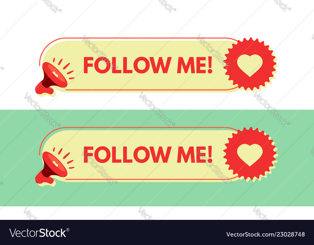 Follow me megaphone with bubble speech sticker