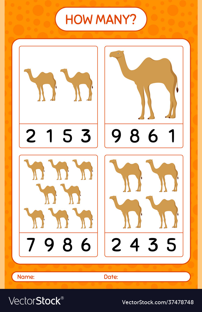 How many counting game with camel worksheet