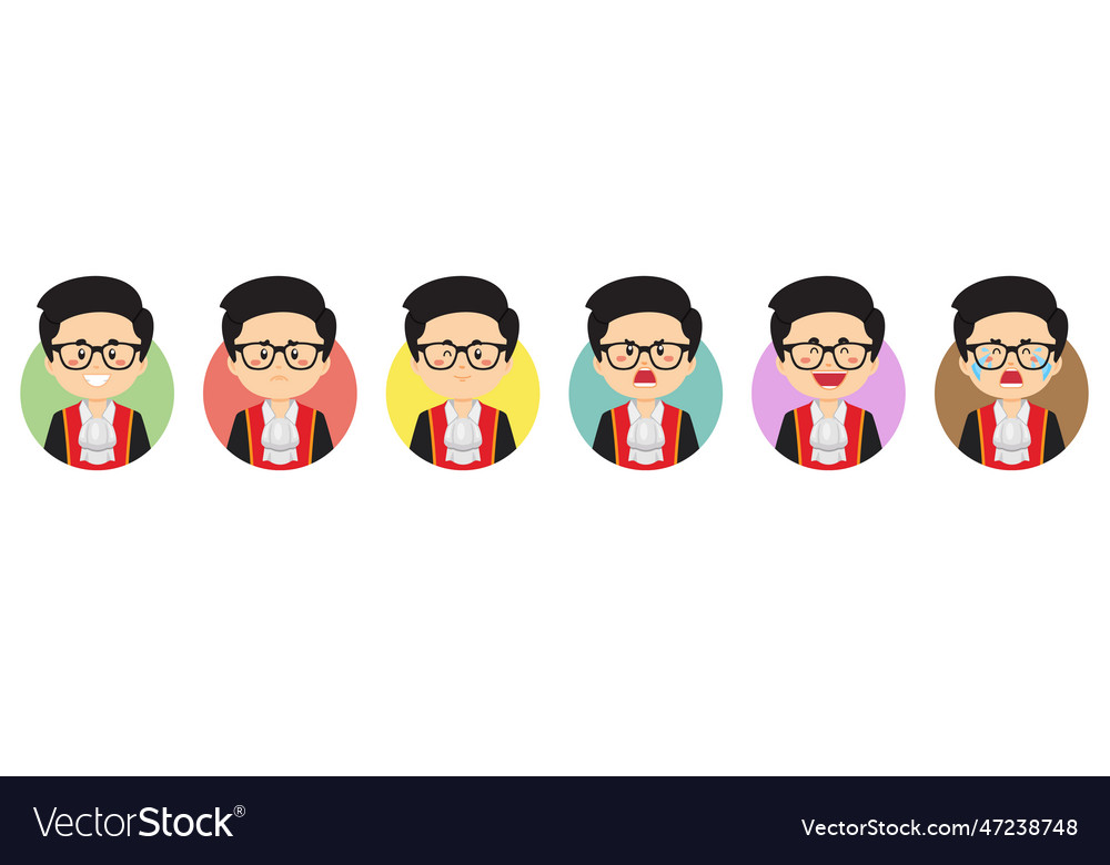 Judge avatar with various expression vector image Judge avatar with various expression
