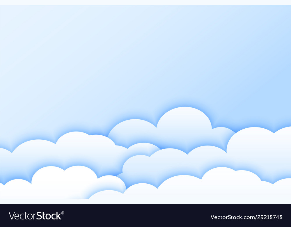 Light color clouds background in papercut style