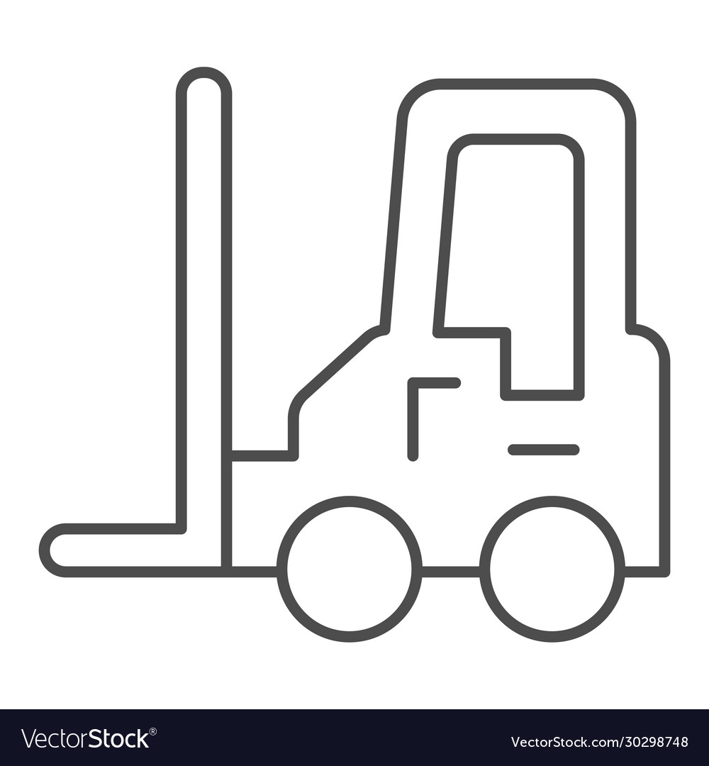 Loader vehicle thin line icon forklift car