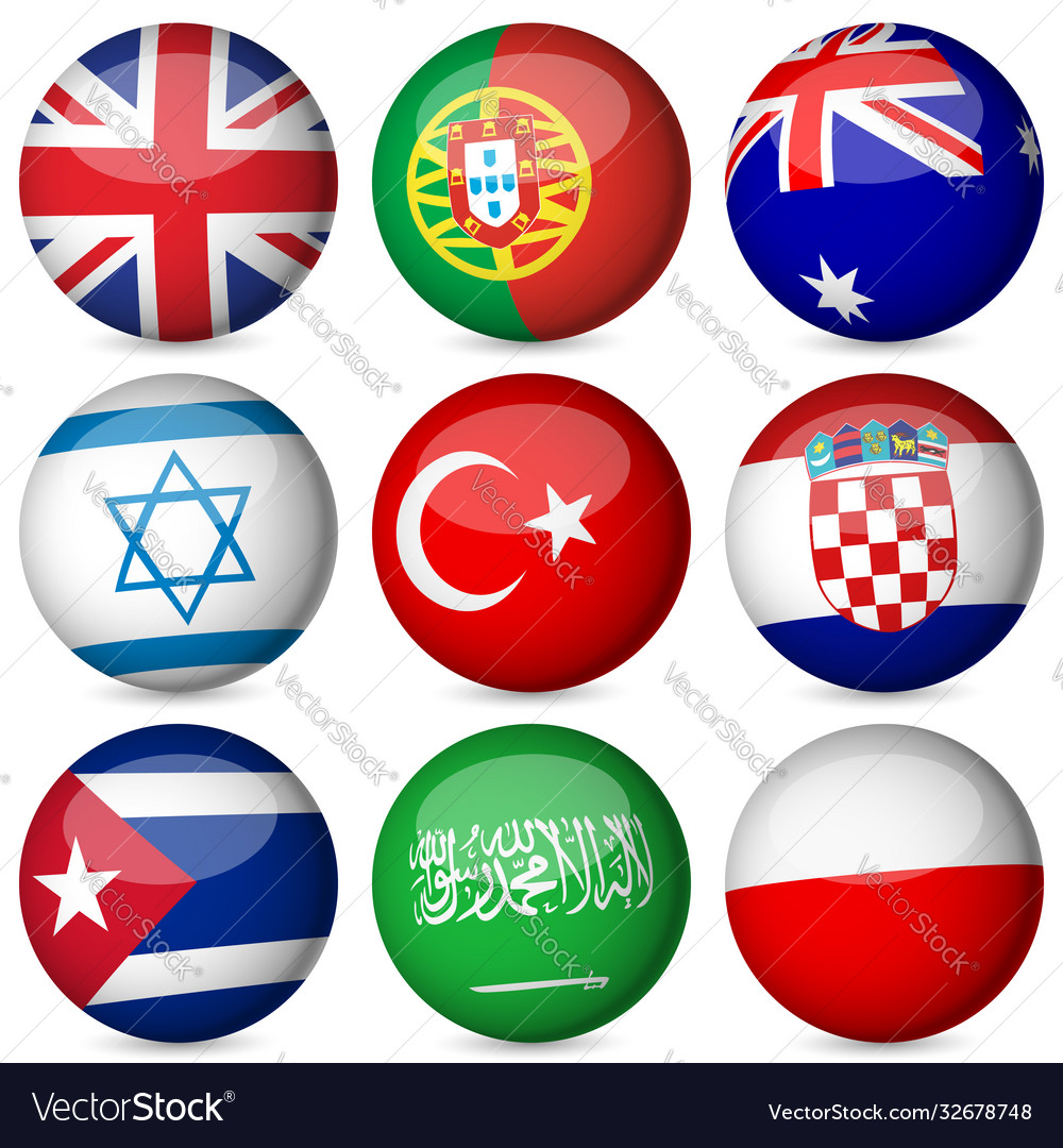 National flag ball set 4 Royalty Free Vector Image