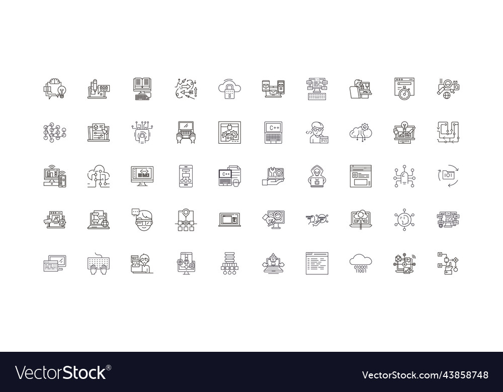 Programming coding concept linear vector image Programming coding concept linear