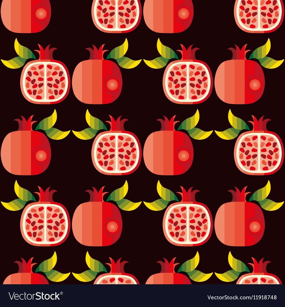 Seamless pattern of pomegranates Royalty Free Vector Image