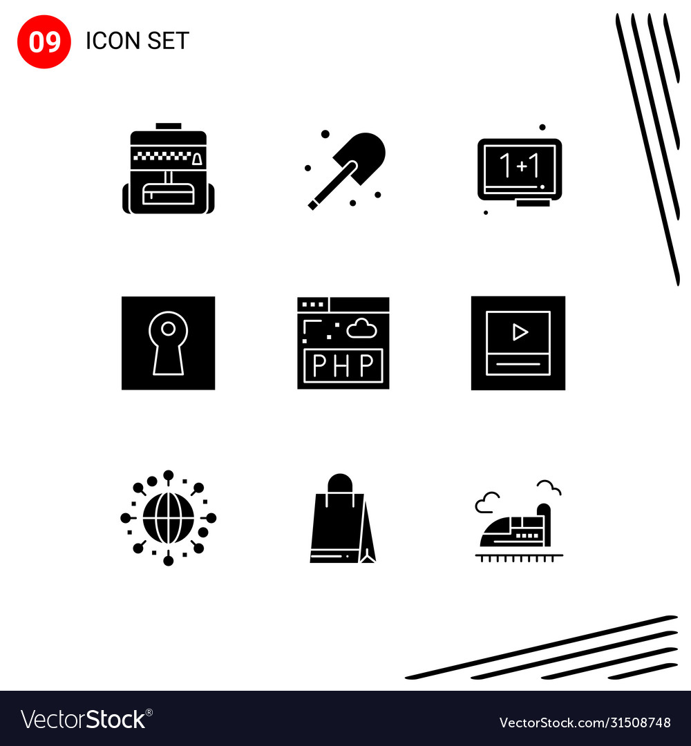 Set 9 modern ui icons symbols signs for php