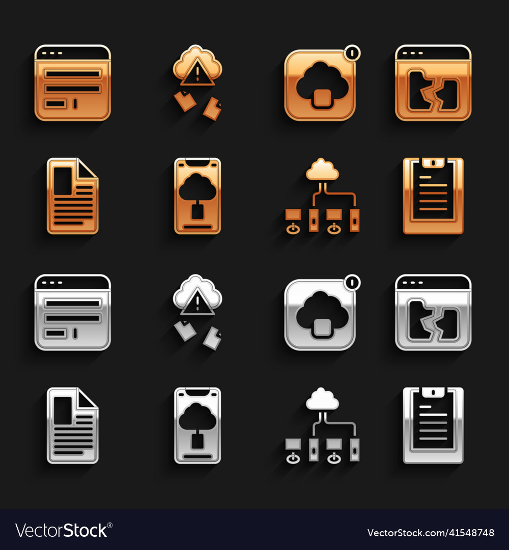 Set cloud technology data transfer broken file vector image Set cloud technology data transfer broken file
