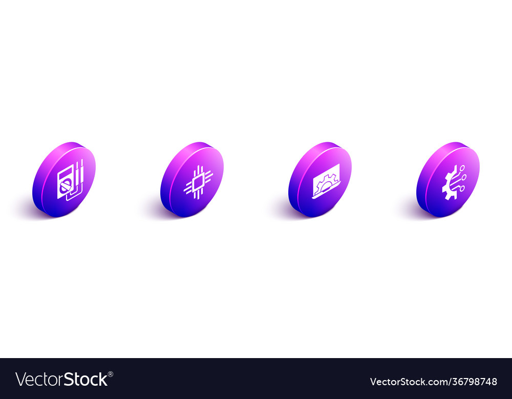 Set isometric multimeter processor vector image Set isometric multimeter processor
