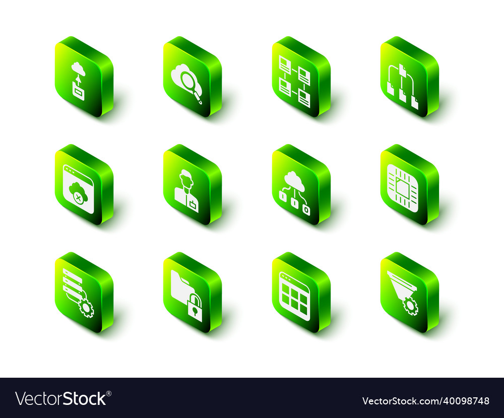 Set search cloud computing hierarchy organogram vector image Set search cloud computing hierarchy organogram