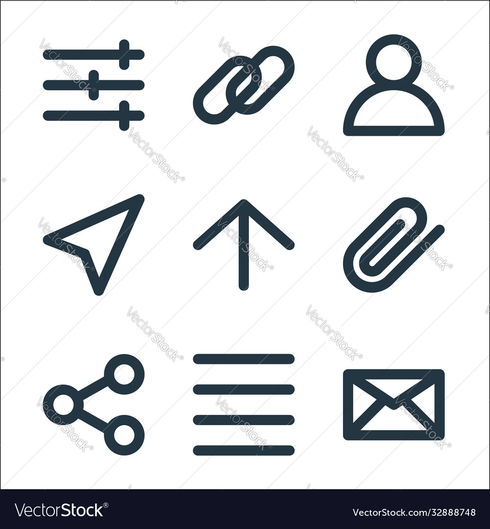 User interface line icons linear set quality vector image User interface line icons linear set quality