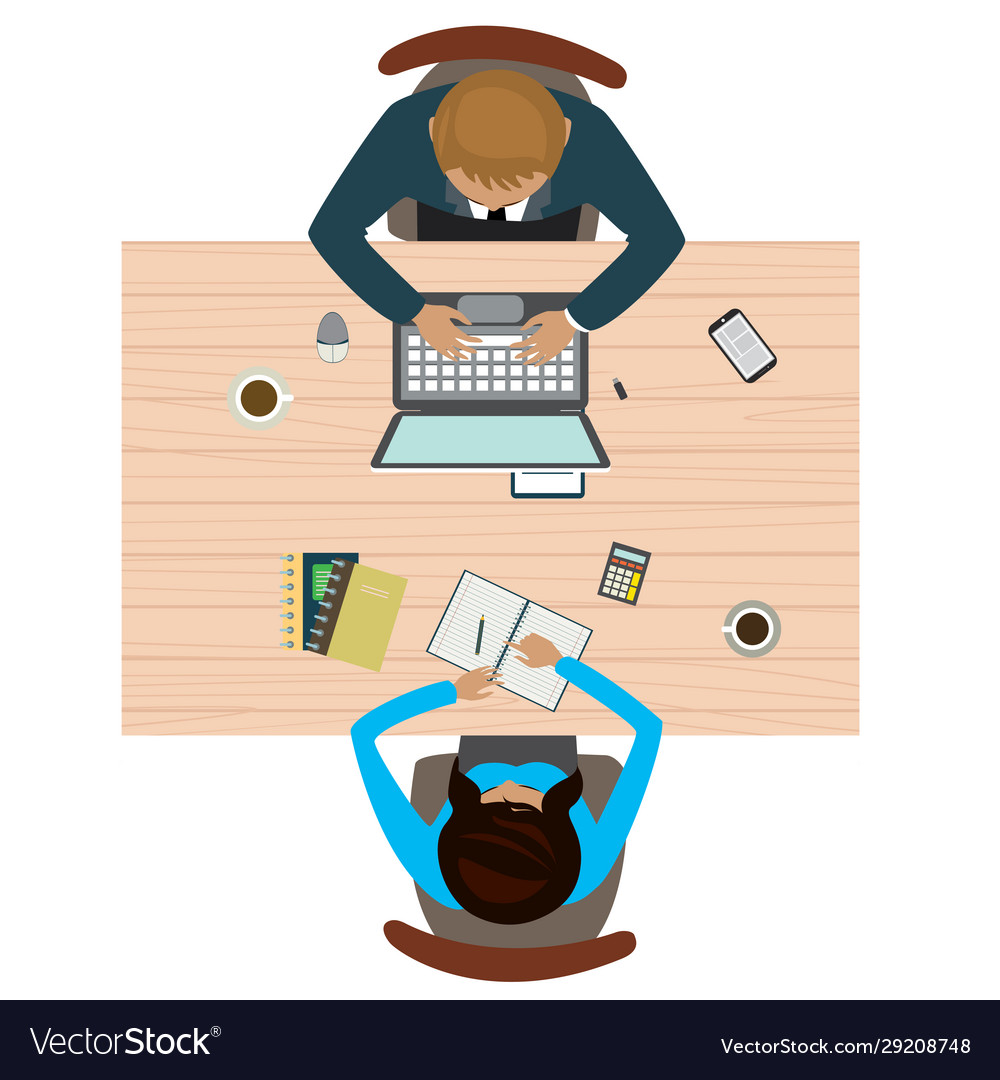 Arbeitsplatz in Büro Top-Blick Unternehmensberatung vector image Arbeitsplatz in Büro Top-Blick Unternehmensberatung