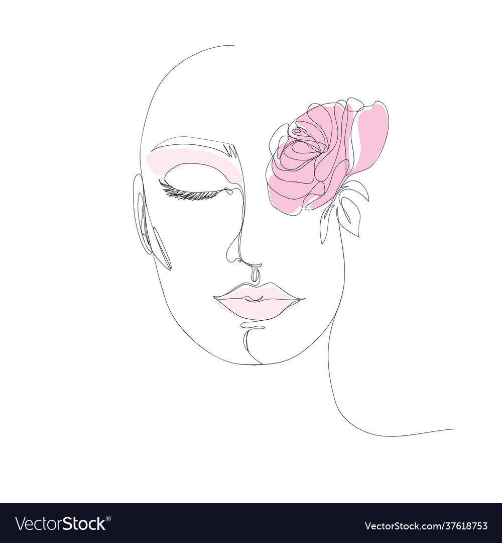Abstract minimalistic linear sketch womans face vector image Abstract minimalistic linear sketch womans face