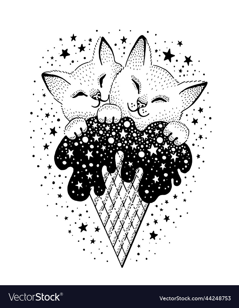 Cat ice cream cute space animal graphic