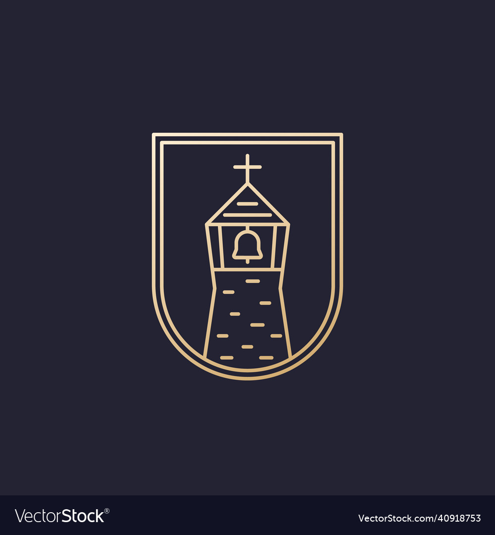 Church with a belfry line logo design