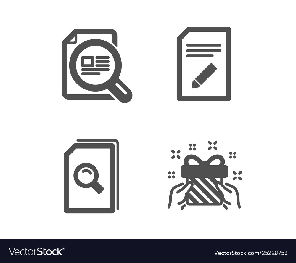 Edit document check article and search files vector image Edit document check article and search files