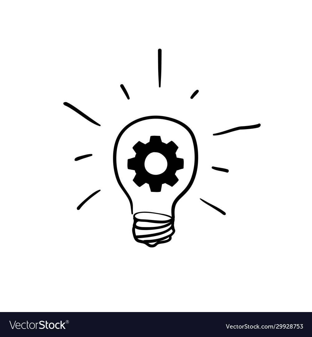 Handdrawn innovation icon light bulb and cog Vector Image