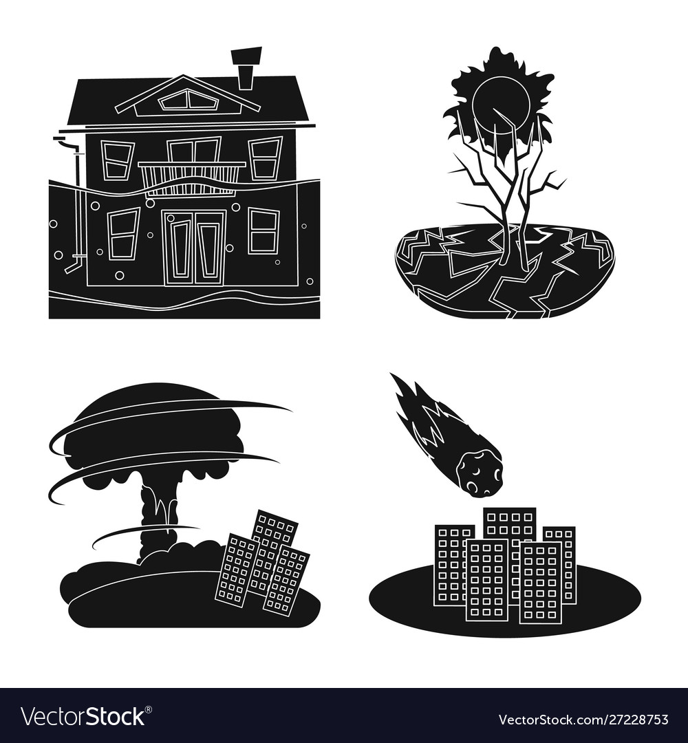 Isolated object calamity and crash logo set vector image Isolated object calamity and crash logo set