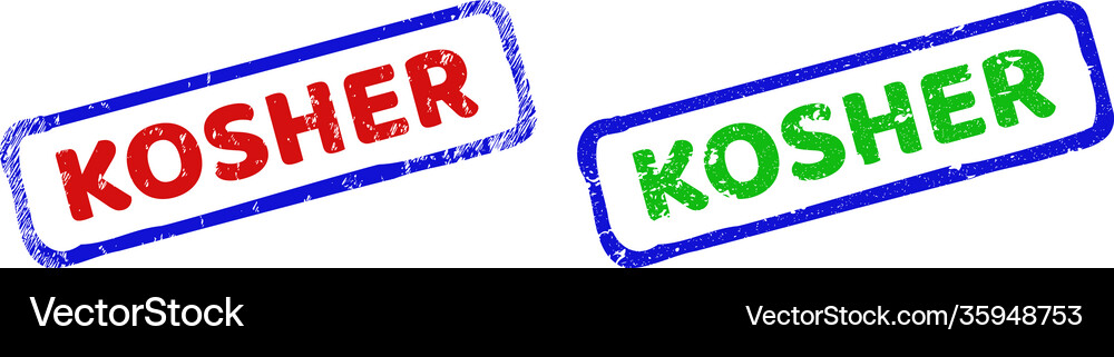 Kosher bicolor rough rectangular stamps Royalty Free Vector
