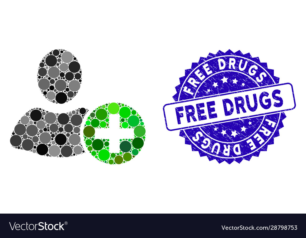 Mosaic add user icon with textured free drugs vector image Mosaic add user icon with textured free drugs