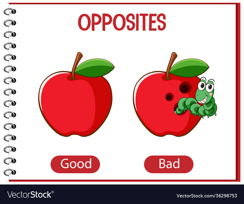 Opposite words with good and bad Royalty Free Vector Image