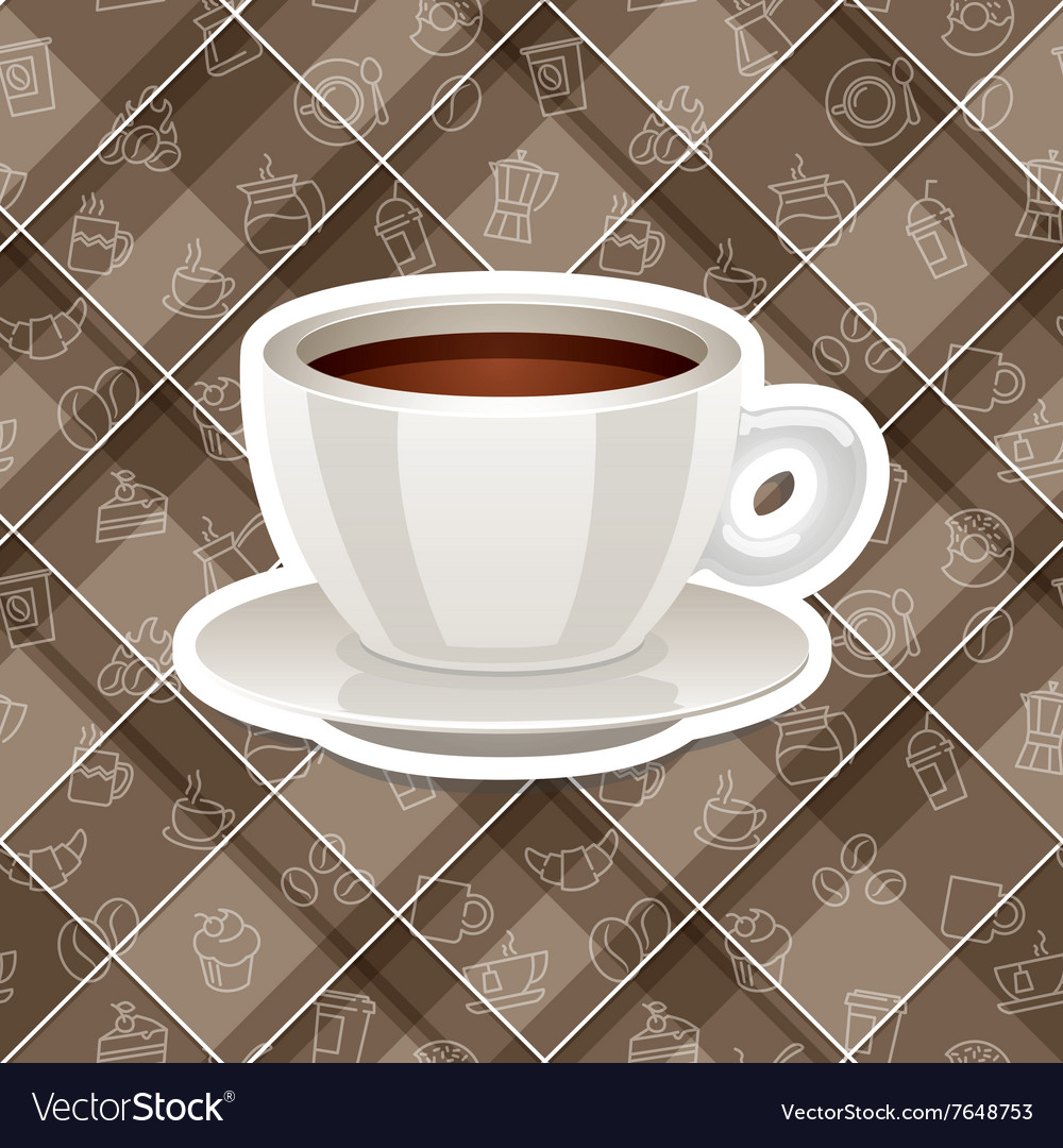 Realistic sticker icon with cup of coffee