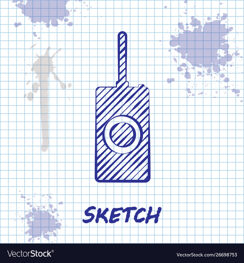 Sketch line remote control icon isolated on white