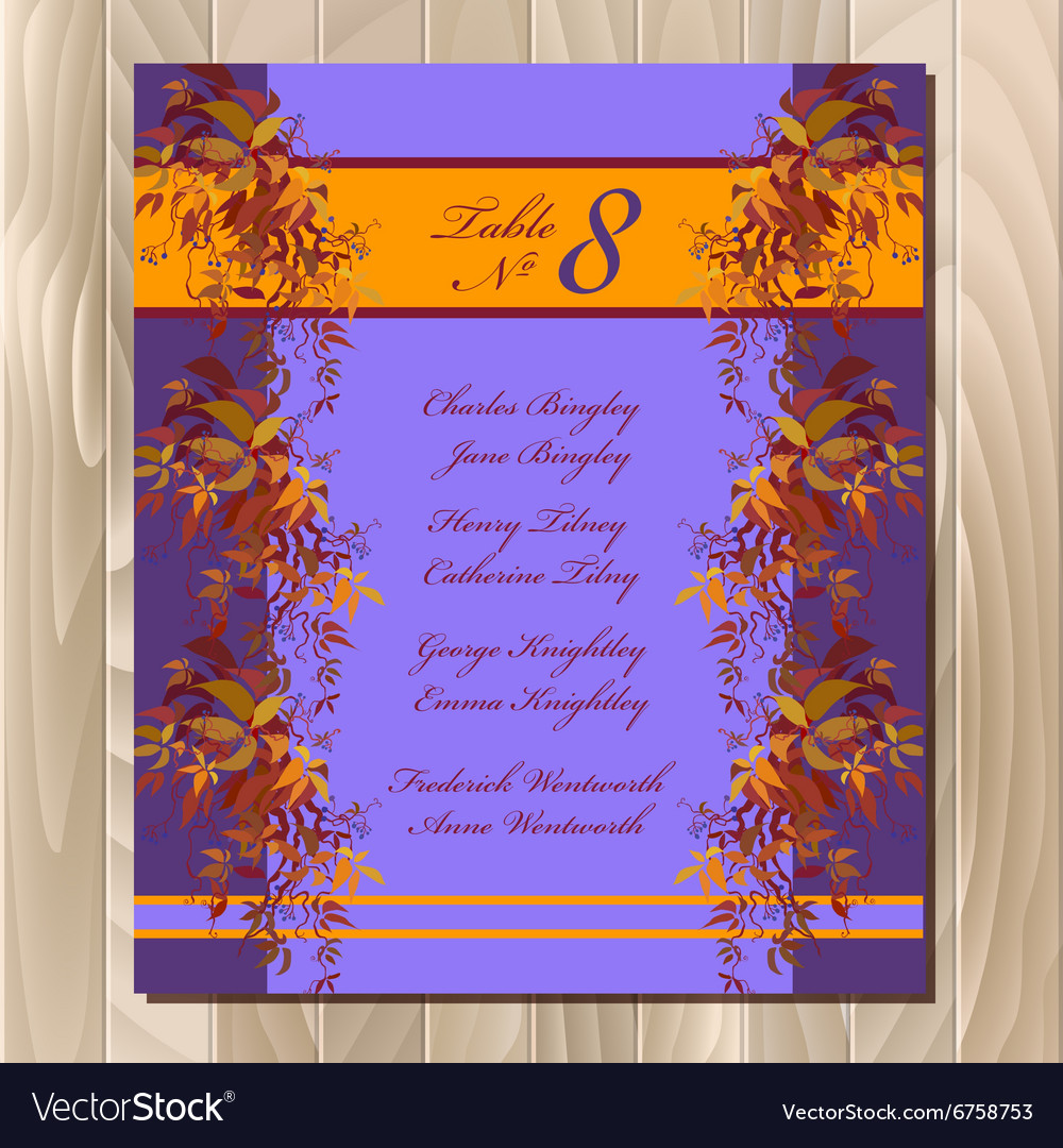 Table guest list autumn wild grape background