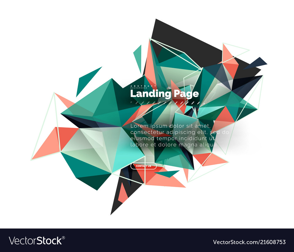 Triangular design abstract background landing vector image Triangular design abstract background landing