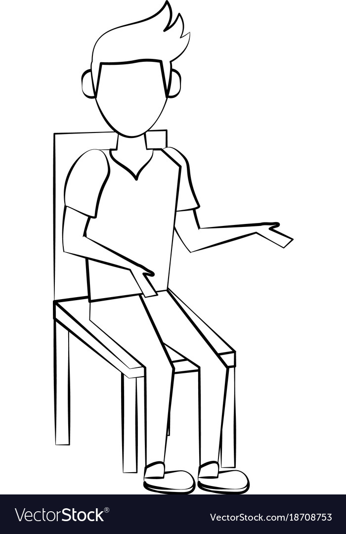 Young man sitting on chair Royalty Free Vector Image