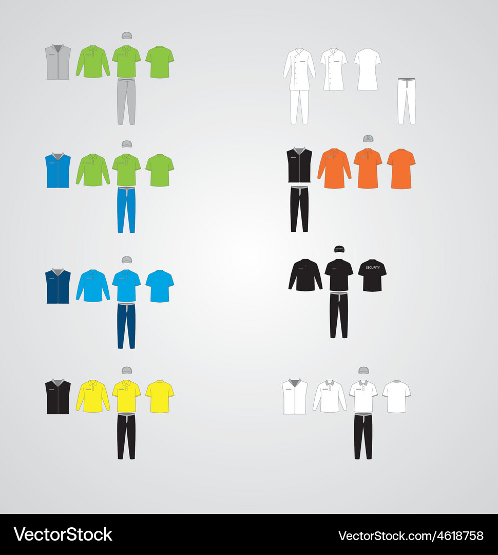 Clothing uniform collection Royalty Free Vector Image