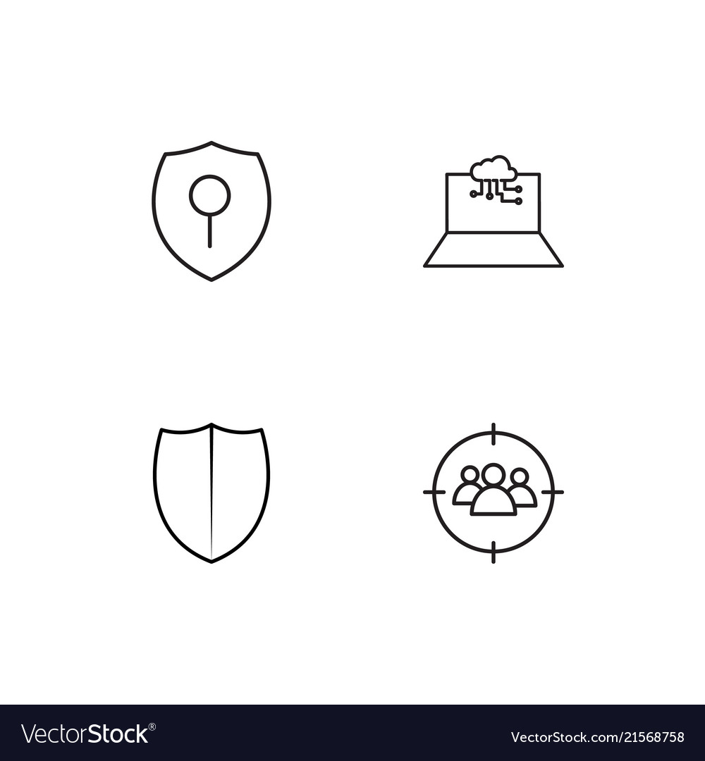 Cyber security linear icons set simple outline