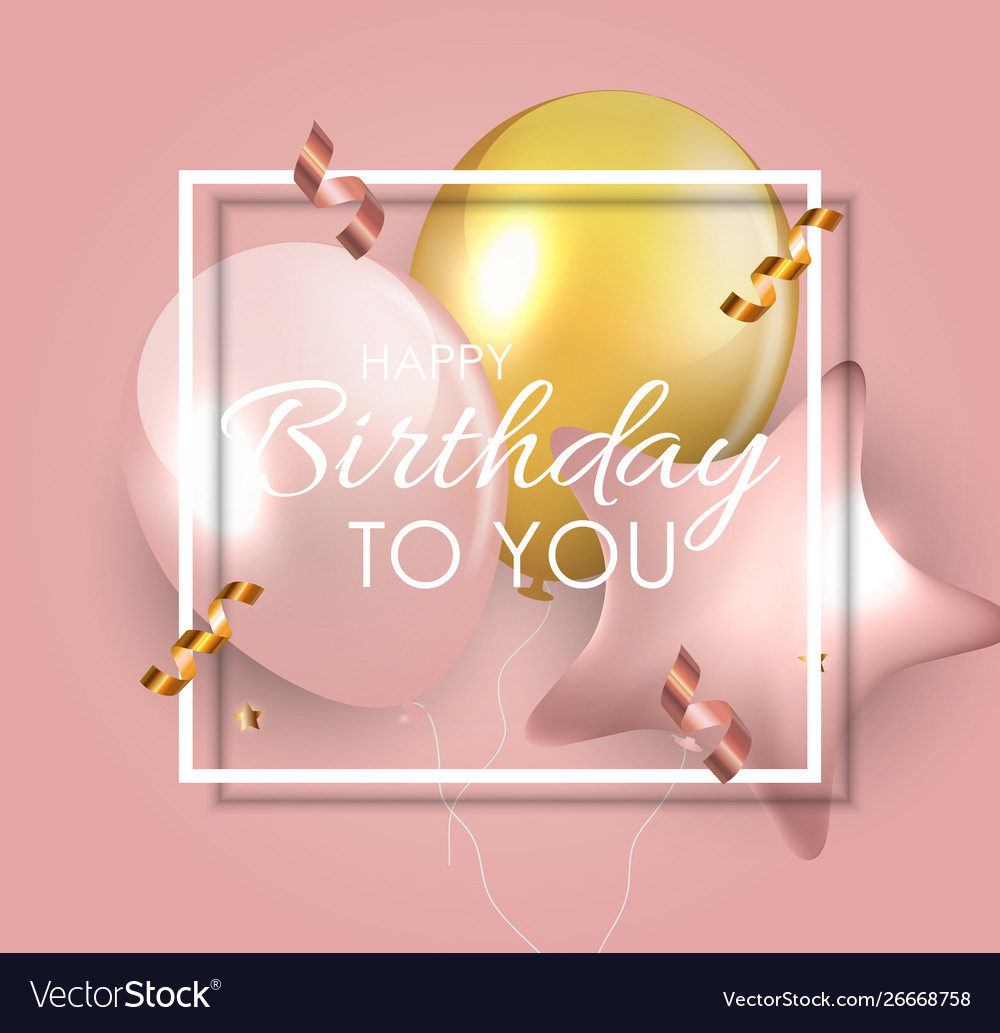 Glossy happy birthday balloons background Vector Image