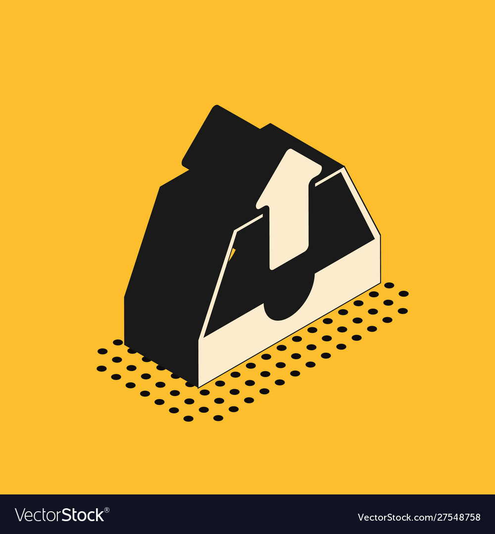 Isometric upload inbox icon isolated on yellow vector image Isometric upload inbox icon isolated on yellow