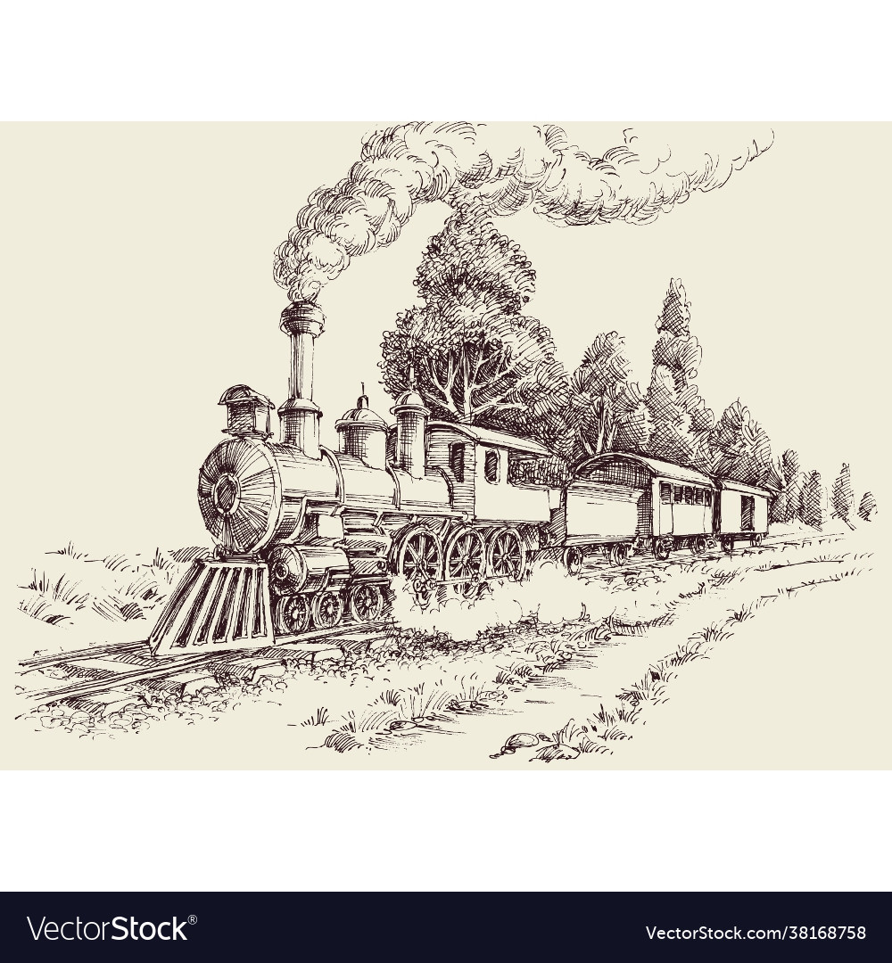 Train Drawing Vector Art, Icons, and Graphics for Free Download