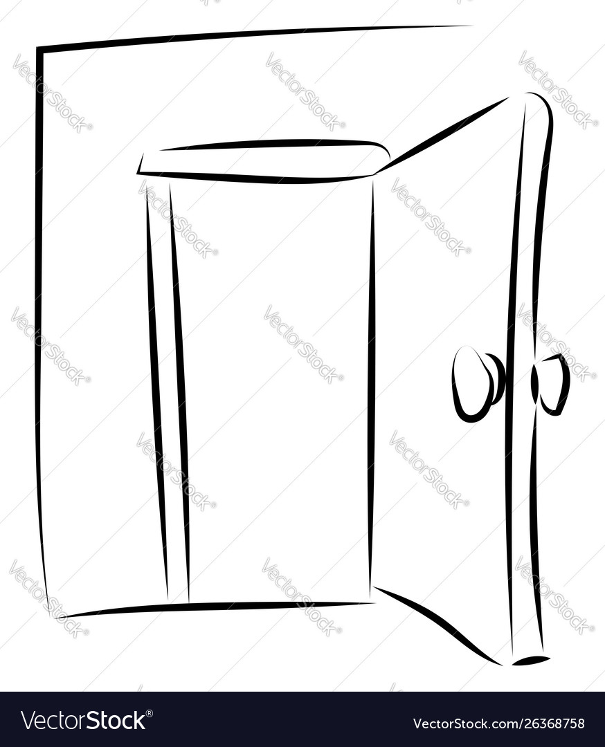 Open Door Drawing On White Background Royalty Free Vector