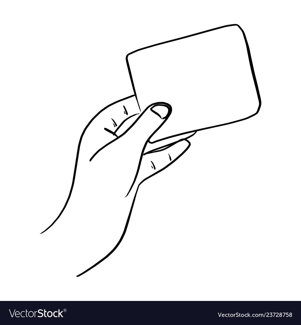 Outline Hand Holding Blank Card Royalty Free Vector Image