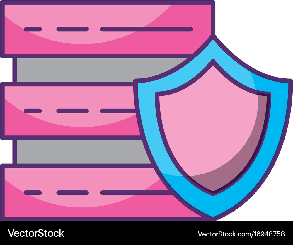 Server data center with shield Royalty Free Vector Image