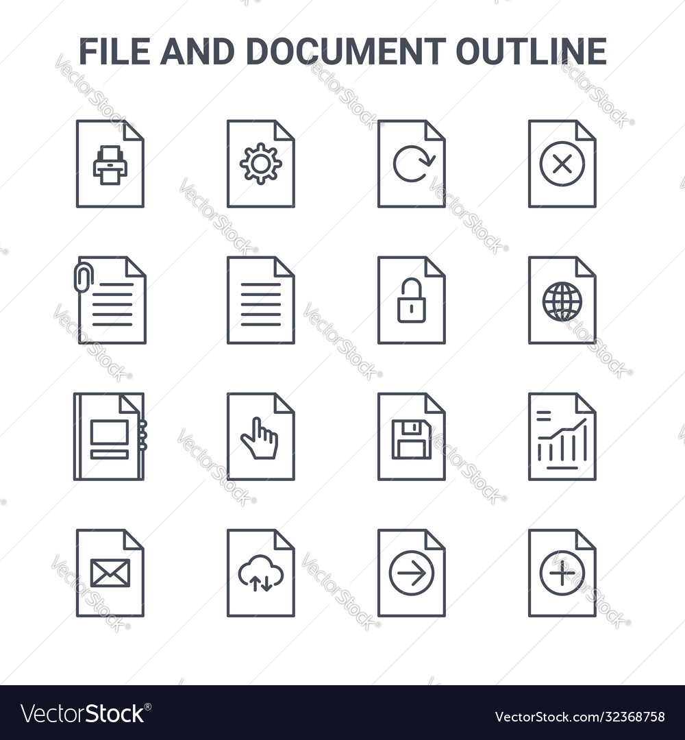 Set 16 file and document outline concept line