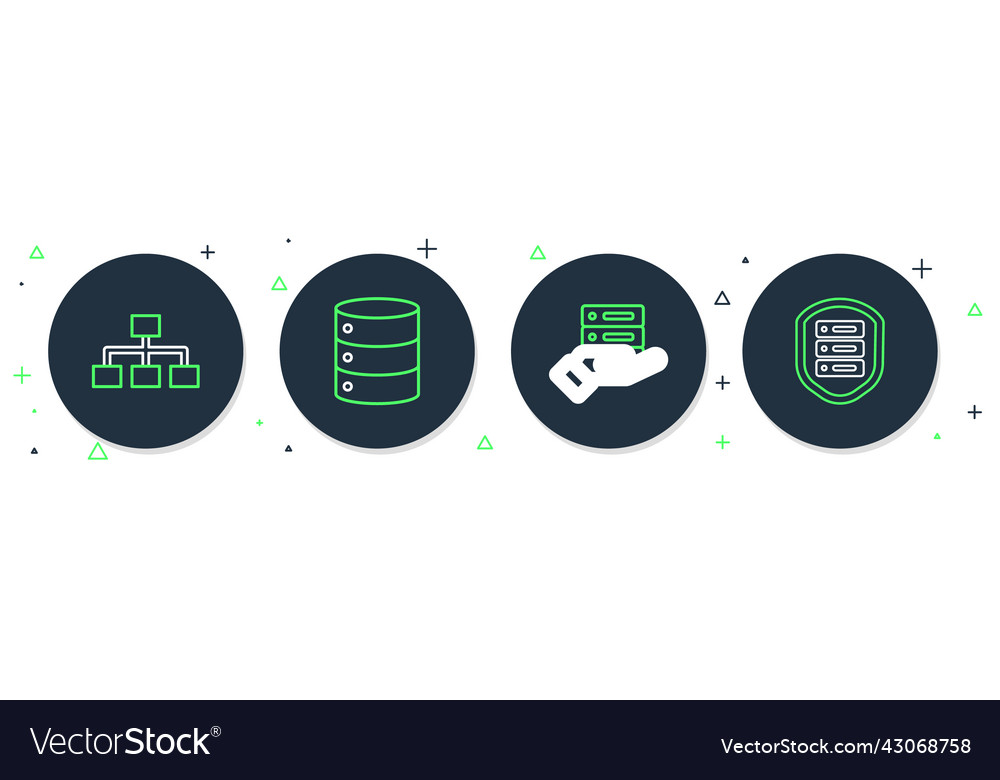 Set line server data web hosting hierarchy vector image Set line server data web hosting hierarchy