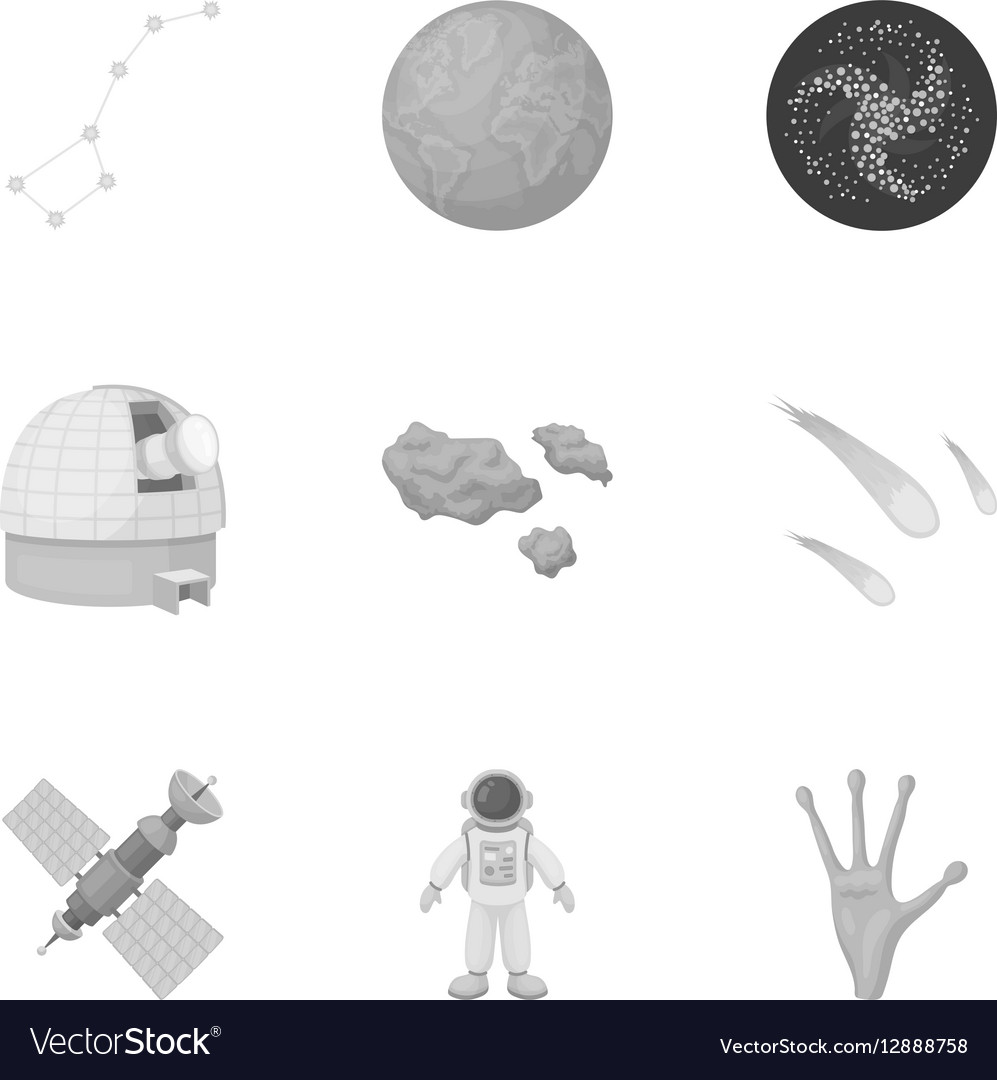 Space set icons in monochrome style big