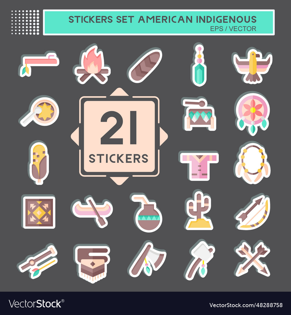 Sticker set american indigenous related