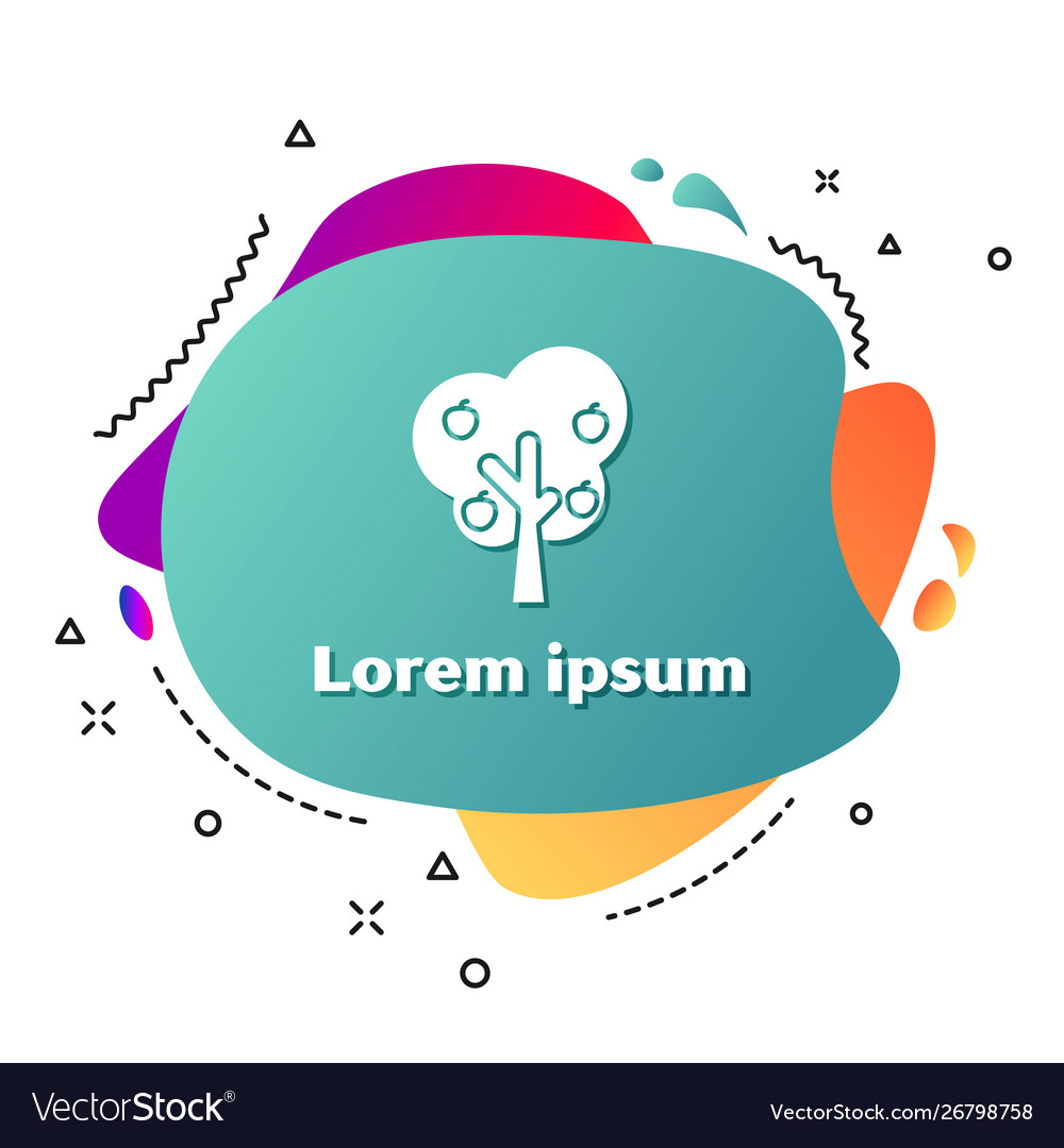 White tree with apple icon isolated on