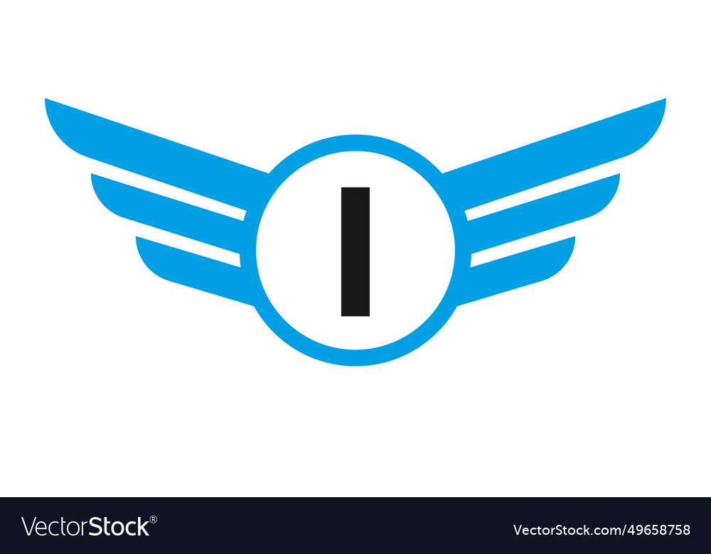 Wing logo on letter i transportation symbol