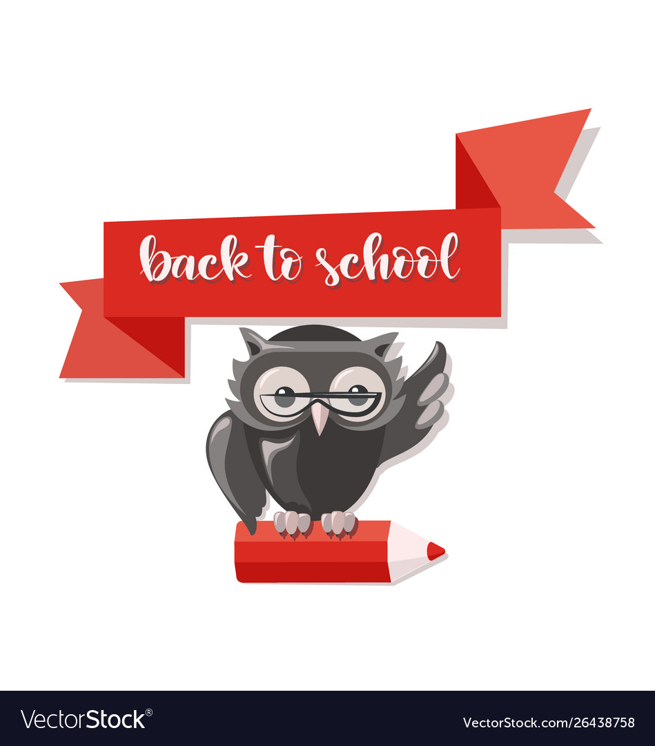 Wise owl with glasses and a pencil back to school