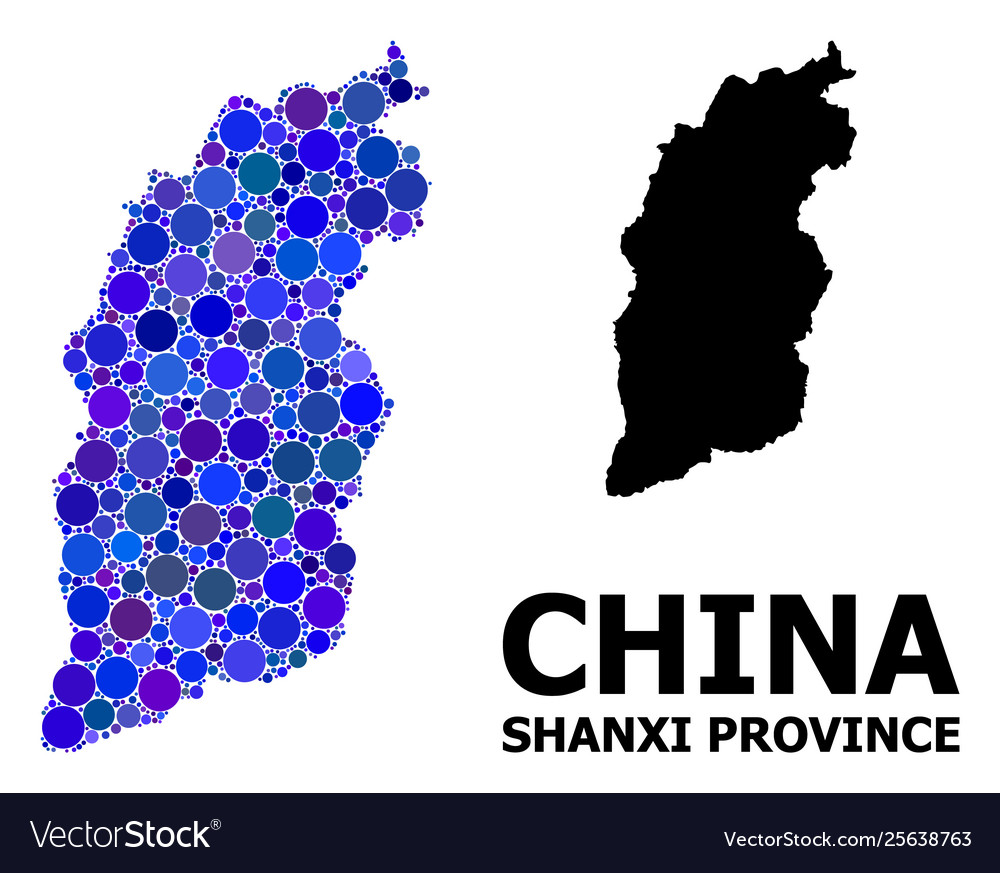 Blauer Kreis Mosaik Karte shanxi Provinz vector image Blauer Kreis Mosaik Karte shanxi Provinz