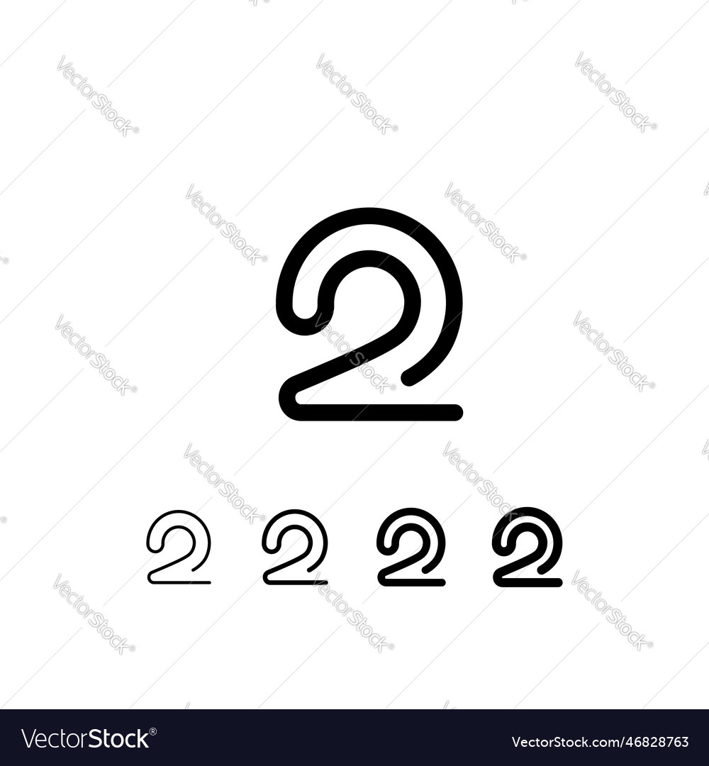 Digital tech font rounded wire alphabet number 2 vector image Digital tech font rounded wire alphabet number 2