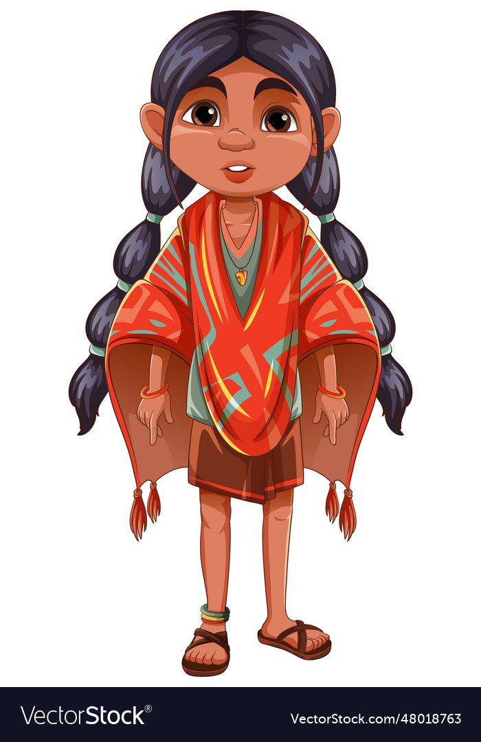 Girl wearing native american outfit Royalty Free Vector