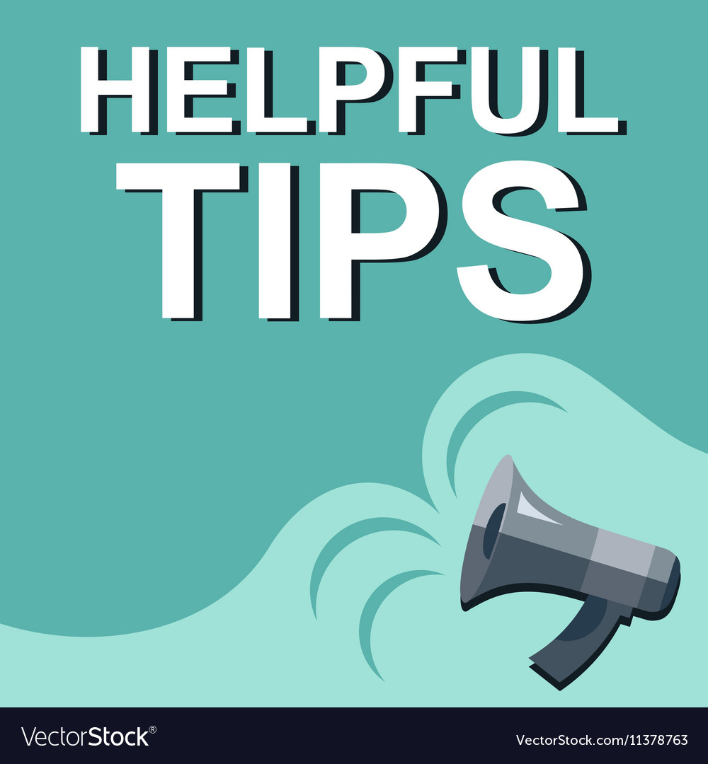 Hand holding megaphone with helpful tips