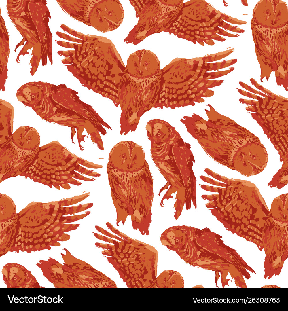 Repeated seamless pattern forest owls Royalty Free Vector