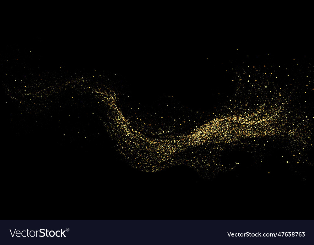 Scattered golden particles on a dark background Vector Image