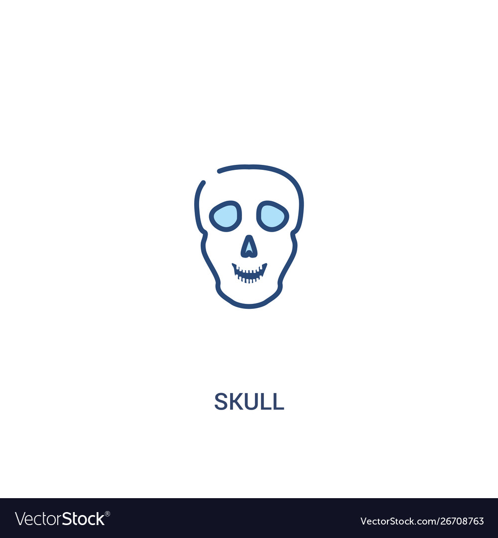 Skull concept 2 colored icon simple line element vector image Skull concept 2 colored icon simple line element